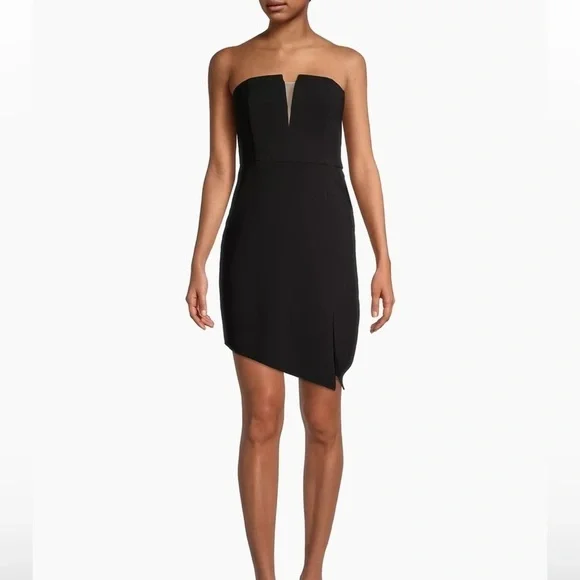 NWT LIV FOSTER ASYMMETRIC HEM SHORT COCKTAIL AND PARTY DRESS BLACK SIZE 12 - Picture 2 of 12